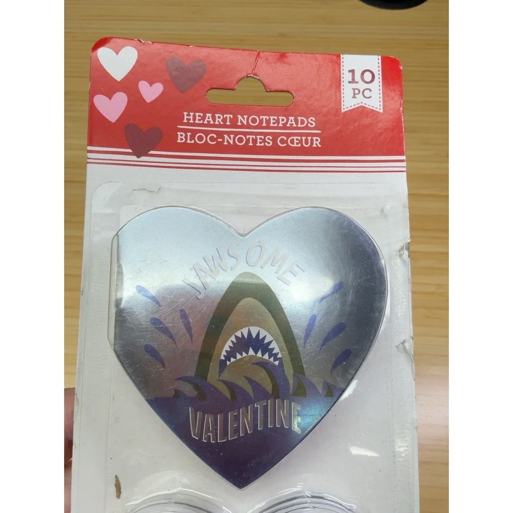Jawsome Valentine Shark Heart Notepads 10 Pc Set New Open Package